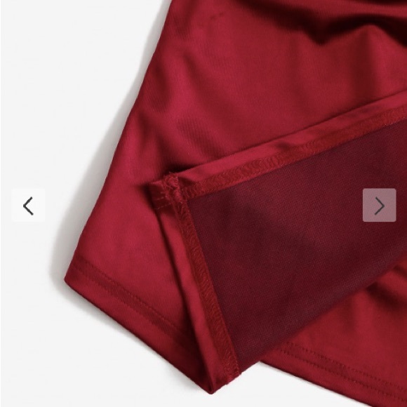 ZAFUL Draped Shiny Surplice Dress Red Wine - Picture 4 of 5